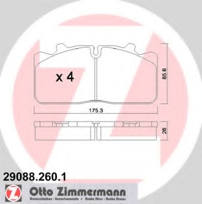 ZIMMERMANN 29088.260.1 Тормозные колодки для RENAULT TRUCKS MIDLUM (Рено трак Мидлум) ZIMMERMANN 29088.260.1 Тормозные колодки для RENAULT TRUCKS MIDLUM (Рено трак Мидлум)