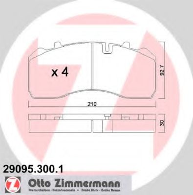 ZIMMERMANN 29095.300.1 Тормозные колодки для MAN M 2000 M (Ман М 2000 м) ZIMMERMANN 29095.300.1 Тормозные колодки для MAN M 2000 M (Ман М 2000 м)