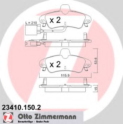 ZIMMERMANN 23410.150.2 Тормозные колодки для FORD MONDEO (Форд Мондэо) ZIMMERMANN 23410.150.2 Тормозные колодки для FORD MONDEO (Форд Мондэо)