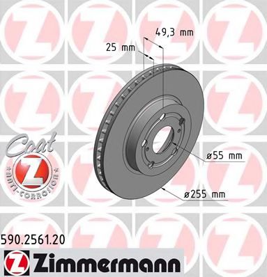 ZIMMERMANN 590.2561.20 Тормозной диск для TOYOTA CARINA E (Тойота/тоета Карина е) ZIMMERMANN 590.2561.20 Тормозной диск для TOYOTA CARINA E (Тойота/тоета Карина е)