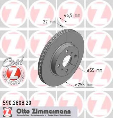 ZIMMERMANN 590.2808.20 Тормозной диск для TOYOTA VITZ (Тойота/тоета Vитз) ZIMMERMANN 590.2808.20 Тормозной диск для TOYOTA VITZ (Тойота/тоета Vитз)