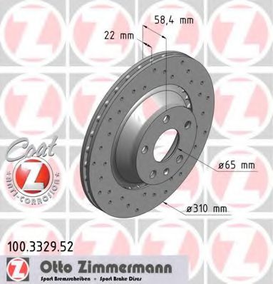 ZIMMERMANN 100.3329.52 Тормозной диск для AUDI TT (Ауди Тт) ZIMMERMANN 100.3329.52 Тормозной диск для AUDI TT (Ауди Тт)