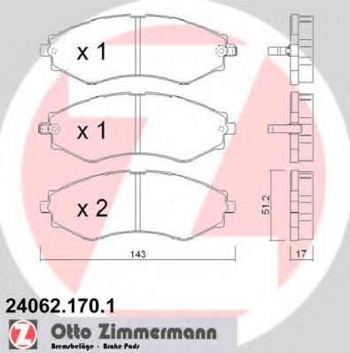 ZIMMERMANN 24062.170.1 Тормозные колодки для DAEWOO KONDOR (Дэу Кондор) ZIMMERMANN 24062.170.1 Тормозные колодки для DAEWOO KONDOR (Дэу Кондор)