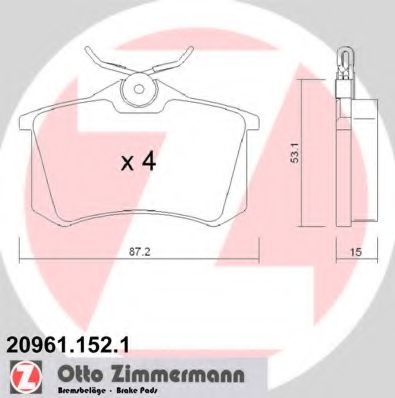 ZIMMERMANN 20961.152.1 Тормозные колодки для RENAULT MEGANE SCENIC (Рено Меган сценик) ZIMMERMANN 20961.152.1 Тормозные колодки для RENAULT MEGANE SCENIC (Рено Меган сценик)