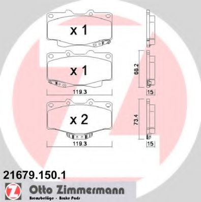 ZIMMERMANN 21679.150.1 Тормозные колодки для TOYOTA 4 RUNNER (Тойота/тоета 4 руннэр) ZIMMERMANN 21679.150.1 Тормозные колодки для TOYOTA 4 RUNNER (Тойота/тоета 4 руннэр)