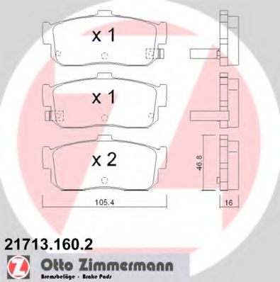 ZIMMERMANN 21713.160.2 Тормозные колодки для NISSAN MAXIMA QX (Ниссан Маxима qx) ZIMMERMANN 21713.160.2 Тормозные колодки для NISSAN MAXIMA QX (Ниссан Маxима qx)