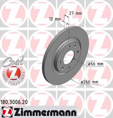 ZIMMERMANN 180.3006.20 Тормозной диск для CITROËN C3 II (CитроËн С3 2) ZIMMERMANN 180.3006.20 Тормозной диск для CITROËN C3 II (CитроËн С3 2)
