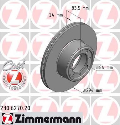ZIMMERMANN 230.6270.20 Тормозной диск для IVECO (Ивеко) ZIMMERMANN 230.6270.20 Тормозной диск для IVECO (Ивеко)