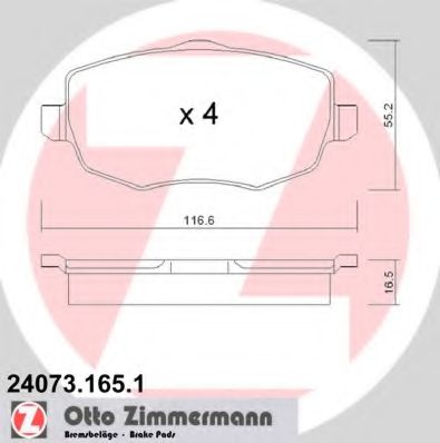 ZIMMERMANN 24073.165.1 Тормозные колодки для LANCIA YPSILON (Лансиа/лянча Ъпсилон) ZIMMERMANN 24073.165.1 Тормозные колодки для LANCIA YPSILON (Лансиа/лянча Ъпсилон)