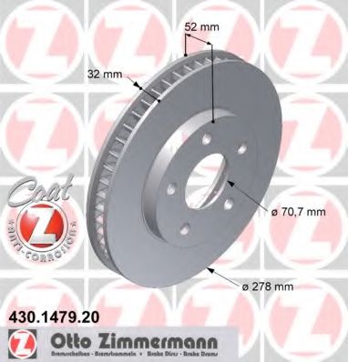 ZIMMERMANN 430.1479.20 Тормозной диск для PONTIAC (Понтиак) ZIMMERMANN 430.1479.20 Тормозной диск для PONTIAC (Понтиак)