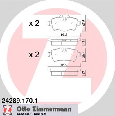 ZIMMERMANN 24289.170.1 Тормозные колодки для MINI MINI CLUBVAN (Мини Мини cлубvан) ZIMMERMANN 24289.170.1 Тормозные колодки для MINI MINI CLUBVAN (Мини Мини cлубvан)