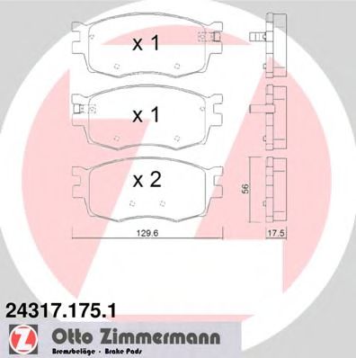 ZIMMERMANN 24317.175.1 Тормозные колодки для HYUNDAI AVEGA III (Хендай Аvэга 3) ZIMMERMANN 24317.175.1 Тормозные колодки для HYUNDAI AVEGA III (Хендай Аvэга 3)