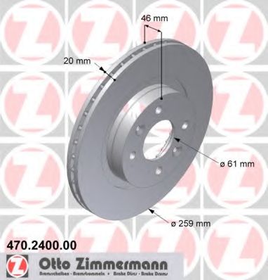 ZIMMERMANN 470.2400.00 Тормозной диск для RENAULT ESPACE I (Рено Эспаcэ и) ZIMMERMANN 470.2400.00 Тормозной диск для RENAULT ESPACE I (Рено Эспаcэ и)