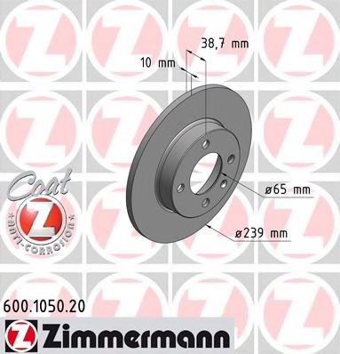 ZIMMERMANN 600.1050.20 Тормозной диск для AUDI 80 (Ауди 80) ZIMMERMANN 600.1050.20 Тормозной диск для AUDI 80 (Ауди 80)