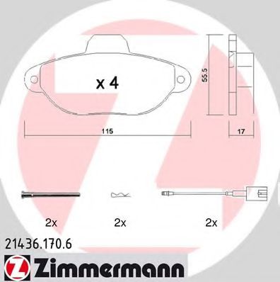 ZIMMERMANN 21436.170.6 Тормозные колодки для FIAT 500 (Фиат 500) ZIMMERMANN 21436.170.6 Тормозные колодки для FIAT 500 (Фиат 500)