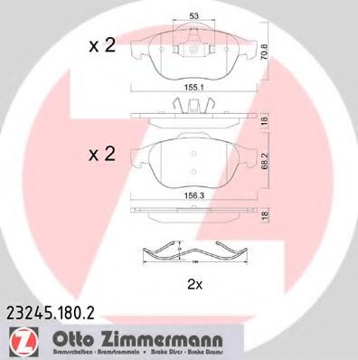 ZIMMERMANN 23245.180.2 Тормозные колодки для RENAULT LAGUNA II (Рено Лагуна 2) ZIMMERMANN 23245.180.2 Тормозные колодки для RENAULT LAGUNA II (Рено Лагуна 2)