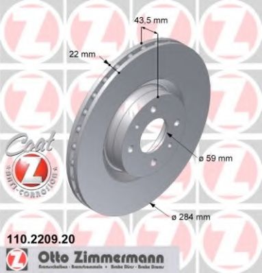ZIMMERMANN 110.2209.20 Тормозной диск для ABARTH (Абартх) ZIMMERMANN 110.2209.20 Тормозной диск для ABARTH (Абартх)