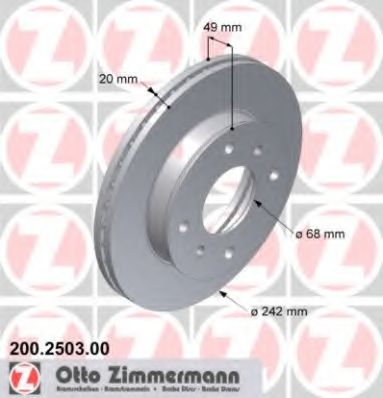 ZIMMERMANN 200.2503.00 Тормозной диск для NISSAN PRIMERA (Ниссан Примера) ZIMMERMANN 200.2503.00 Тормозной диск для NISSAN PRIMERA (Ниссан Примера)