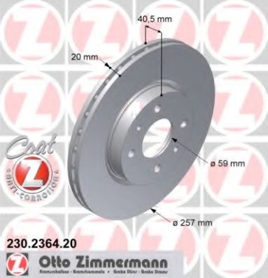 ZIMMERMANN 230.2364.20 Тормозной диск для CITROËN DISPATCH (CитроËн Диспатч) ZIMMERMANN 230.2364.20 Тормозной диск для CITROËN DISPATCH (CитроËн Диспатч)