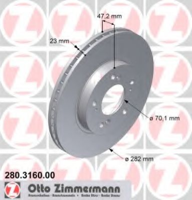 ZIMMERMANN 280.3160.00 Тормозной диск для HONDA ODYSSEY (Хонда Одъссэъ) ZIMMERMANN 280.3160.00 Тормозной диск для HONDA ODYSSEY (Хонда Одъссэъ)