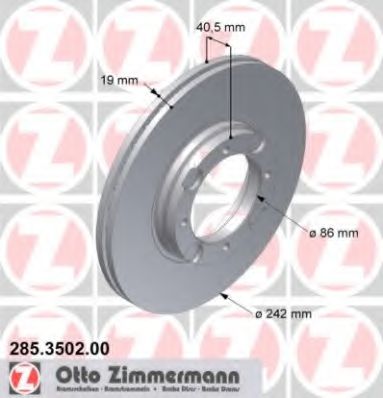 ZIMMERMANN 285.3502.00 Тормозной диск для HYUNDAI EXCEL (Хендай Эxcэл) ZIMMERMANN 285.3502.00 Тормозной диск для HYUNDAI EXCEL (Хендай Эxcэл)