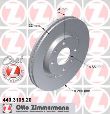 ZIMMERMANN 440.3105.20 Тормозной диск для PEUGEOT 207 (Пежо 207) ZIMMERMANN 440.3105.20 Тормозной диск для PEUGEOT 207 (Пежо 207)