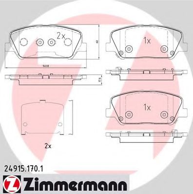 ZIMMERMANN 24915.170.1 Тормозные колодки для HYUNDAI (Хендай) ZIMMERMANN 24915.170.1 Тормозные колодки для HYUNDAI (Хендай)