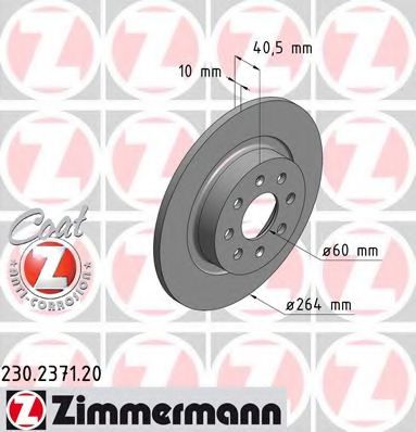 ZIMMERMANN 230.2371.20 Тормозной диск для ABARTH GRANDE PUNTO (Абартх Гранде пунто) ZIMMERMANN 230.2371.20 Тормозной диск для ABARTH GRANDE PUNTO (Абартх Гранде пунто)