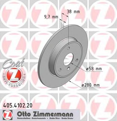 ZIMMERMANN 405.4102.20 Тормозной диск для SMART (Смарт) ZIMMERMANN 405.4102.20 Тормозной диск для SMART (Смарт)