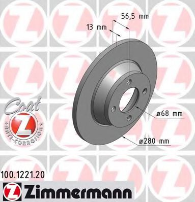 ZIMMERMANN 100.1221.20 Тормозной диск для AUDI 90 (Ауди 90) ZIMMERMANN 100.1221.20 Тормозной диск для AUDI 90 (Ауди 90)