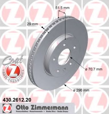 ZIMMERMANN 430.2612.20 Тормозной диск для CHEVROLET CAPTIVA (Шевроле Каптива) ZIMMERMANN 430.2612.20 Тормозной диск для CHEVROLET CAPTIVA (Шевроле Каптива)