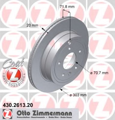 ZIMMERMANN 430.2613.20 Тормозной диск для CHEVROLET CAPTIVA (Шевроле Каптива) ZIMMERMANN 430.2613.20 Тормозной диск для CHEVROLET CAPTIVA (Шевроле Каптива)