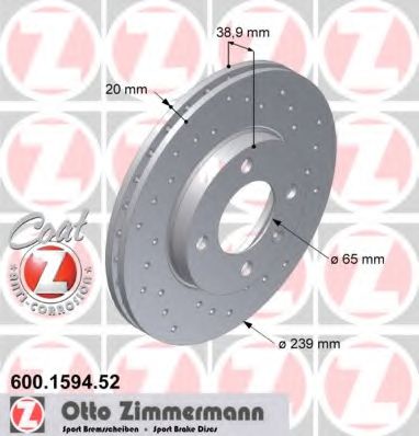 ZIMMERMANN 600.1594.52 Тормозной диск для VOLKSWAGEN SANTANA (Фольксваген Сантана) ZIMMERMANN 600.1594.52 Тормозной диск для VOLKSWAGEN SANTANA (Фольксваген Сантана)