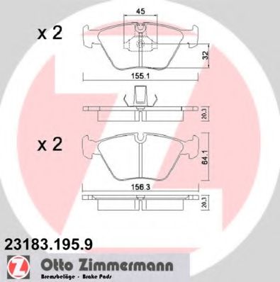 ZIMMERMANN 23183.195.9 Тормозные колодки для BMW (Бмв) ZIMMERMANN 23183.195.9 Тормозные колодки для BMW (Бмв)