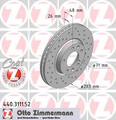 ZIMMERMANN 440.3111.52 Тормозной диск для PEUGEOT 407 (Пежо 407) ZIMMERMANN 440.3111.52 Тормозной диск для PEUGEOT 407 (Пежо 407)