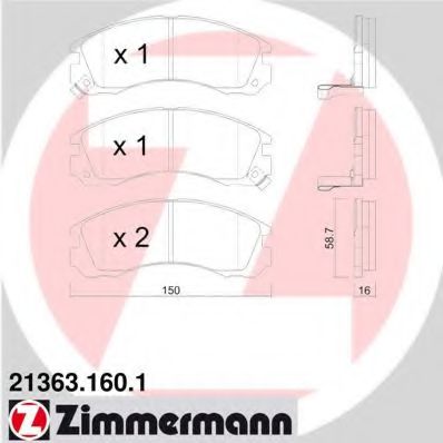 ZIMMERMANN 21363.160.1 Тормозные колодки для MITSUBISHI SIGMA (Митсубиши/митсубиси Сигма) ZIMMERMANN 21363.160.1 Тормозные колодки для MITSUBISHI SIGMA (Митсубиши/митсубиси Сигма)