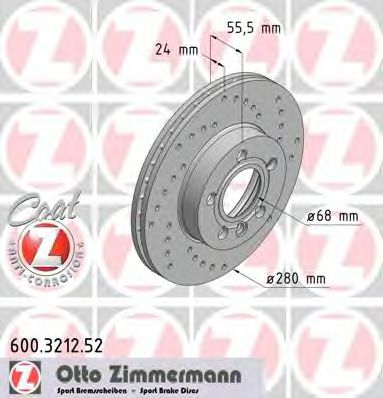ZIMMERMANN 600.3212.52 Тормозной диск для VOLKSWAGEN T4 MULTIVAN (Фольксваген Т4 мултиvан) ZIMMERMANN 600.3212.52 Тормозной диск для VOLKSWAGEN T4 MULTIVAN (Фольксваген Т4 мултиvан)