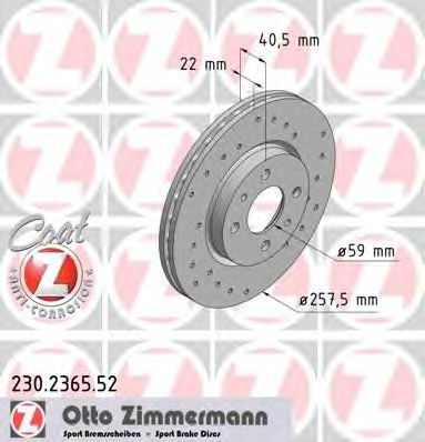 ZIMMERMANN 230.2365.52 Тормозной диск для FIAT (Фиат) ZIMMERMANN 230.2365.52 Тормозной диск для FIAT (Фиат)