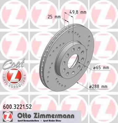 ZIMMERMANN 600.3221.52 Тормозной диск для SEAT (Сеат) ZIMMERMANN 600.3221.52 Тормозной диск для SEAT (Сеат)