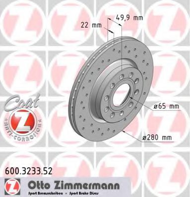 ZIMMERMANN 600.3233.52 Тормозной диск для SEAT (Сеат) ZIMMERMANN 600.3233.52 Тормозной диск для SEAT (Сеат)