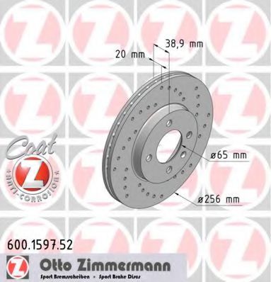 ZIMMERMANN 600.1597.52 Тормозной диск для VOLKSWAGEN SCIROCCO (Фольксваген Сcироccо) ZIMMERMANN 600.1597.52 Тормозной диск для VOLKSWAGEN SCIROCCO (Фольксваген Сcироccо)
