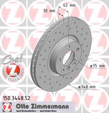 ZIMMERMANN 150.3448.52 Тормозной диск для BMW X5 (F15, F85) xDrive 40e ZIMMERMANN 150.3448.52 Тормозной диск для BMW X5 (F15, F85) xDrive 40e