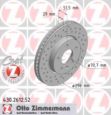 ZIMMERMANN 430.2612.52 Тормозной диск для CHEVROLET CAPTIVA (Шевроле Каптива) ZIMMERMANN 430.2612.52 Тормозной диск для CHEVROLET CAPTIVA (Шевроле Каптива)