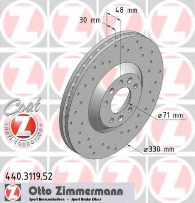 ZIMMERMANN 440.3119.52 Тормозной диск для PEUGEOT 407 (Пежо 407) ZIMMERMANN 440.3119.52 Тормозной диск для PEUGEOT 407 (Пежо 407)