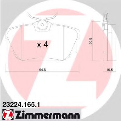 ZIMMERMANN 23224.165.1 Тормозные колодки для VOLKSWAGEN T4 CARAVELLE (Фольксваген Т4 cараvэллэ) ZIMMERMANN 23224.165.1 Тормозные колодки для VOLKSWAGEN T4 CARAVELLE (Фольксваген Т4 cараvэллэ)