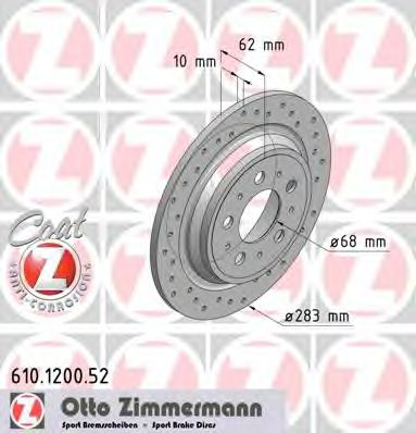 ZIMMERMANN 610.1200.52 Тормозной диск для VOLVO C70 I (Вольво C70 и) ZIMMERMANN 610.1200.52 Тормозной диск для VOLVO C70 I (Вольво C70 и)