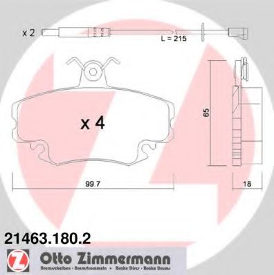 ZIMMERMANN 21463.180.2 Тормозные колодки для RENAULT ESPACE I (Рено Эспаcэ и) ZIMMERMANN 21463.180.2 Тормозные колодки для RENAULT ESPACE I (Рено Эспаcэ и)