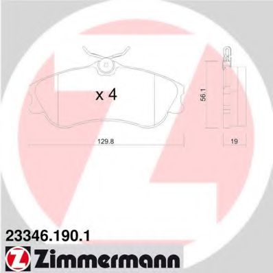 ZIMMERMANN 23346.190.1 Тормозные колодки для PEUGEOT (Пежо) ZIMMERMANN 23346.190.1 Тормозные колодки для PEUGEOT (Пежо)