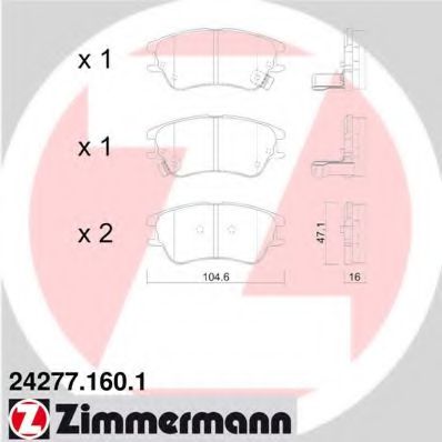 ZIMMERMANN 24277.160.1 Тормозные колодки для HYUNDAI AMICA / ATOZ (Хендай Амиcа / атоз) ZIMMERMANN 24277.160.1 Тормозные колодки для HYUNDAI AMICA / ATOZ (Хендай Амиcа / атоз)