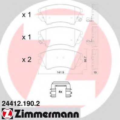ZIMMERMANN 24412.190.2 Тормозные колодки для OPEL CASCADA (Опель Cасcада) ZIMMERMANN 24412.190.2 Тормозные колодки для OPEL CASCADA (Опель Cасcада)